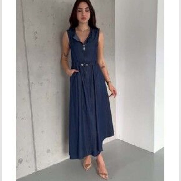 Zara Asymmetric denim midi dress LAST ONE - Picture 13 of 13